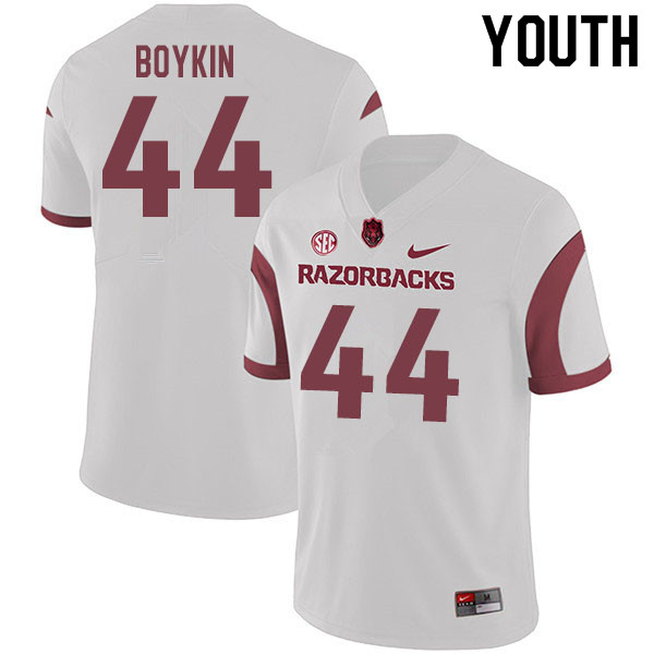 Youth #44 Andy Boykin Arkansas Razorbacks College Football Jerseys Sale-White